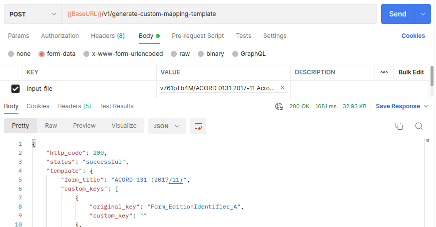 Document Reader Generate Custom Mapping Template Endpoint