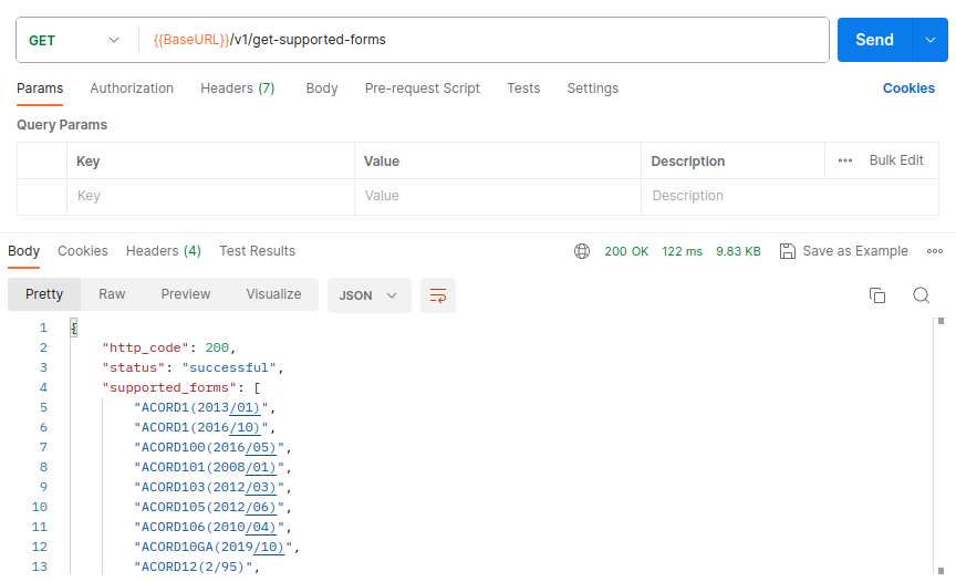Document Reader Get Supported Form List for Scan Endpoint