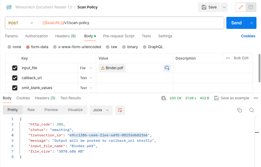 Documnet Reader Scan Policy Endpoint